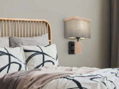 MeineWunschleuchte LED Wandleuchte Mit Stoff Lampenschirm Und Holzoptik, Höhe 30cm 14 MeineWunschleuchte LED Wandleuchte Mit Stoff Lampenschirm Und Holzoptik, Höhe 30cm -Globo Store led wandleuchte mit stoff lampenschirm und holzopt 6