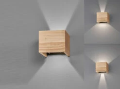 Fischer & Honsel LED Wandleuchte PALOMA Holz Würfel Up And Down, 12cm Breit -Globo Store led wandleuchte paloma holz wuerfel up and down 12 6