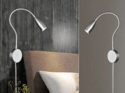 Fischer & Honsel LED Wandleuchte STEN Dimmbar, Schwanenhals Leseleuchte Wandmontage