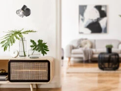 MeineWunschleuchte LED Wandstrahler Grau Mit Schalter, Gitterlampe Schwenkbar, Breite 8cm -Globo Store led wandstrahler grau mit schalter gitterlampe sch 2