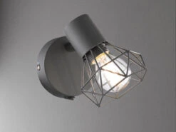 MeineWunschleuchte LED Wandstrahler Grau Mit Schalter, Gitterlampe Schwenkbar, Breite 8cm