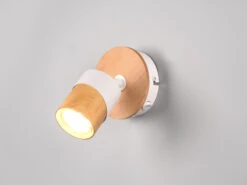 MeineWunschleuchte LED Wandstrahler Korpus Und Lampenschirm Naturholz & Metall Weiß, Höhe 13cm -Globo Store led wandstrahler korpus und lampenschirm naturholz 10