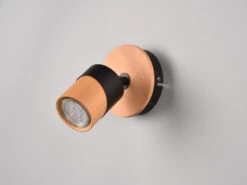 MeineWunschleuchte LED Wandstrahler Korpus Und Lampenschirm Naturholz & Metall Schwarz 13cm -Globo Store led wandstrahler korpus und lampenschirm naturholz 5