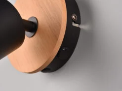 MeineWunschleuchte LED Wandstrahler Korpus Und Lampenschirm Naturholz & Metall Schwarz 13cm -Globo Store led wandstrahler korpus und lampenschirm naturholz 6