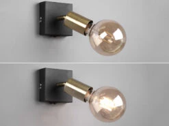 MeineWunschleuchte LED Wandstrahler Messing/Schwarz Dimmbar, 1 Flammiger Spot Mit Schalter -Globo Store led wandstrahler messing schwarz dimmbar 1 flammig 2