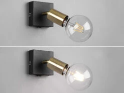 MeineWunschleuchte LED Wandstrahler Messing/Schwarz Dimmbar, 1 Flammiger Spot Mit Schalter -Globo Store led wandstrahler messing schwarz dimmbar 1 flammig 3