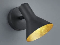 MeineWunschleuchte LED Wandstrahler Metall Schwarz/Gold Dimmbar 1 Spot Schwenkbar Ø11cm