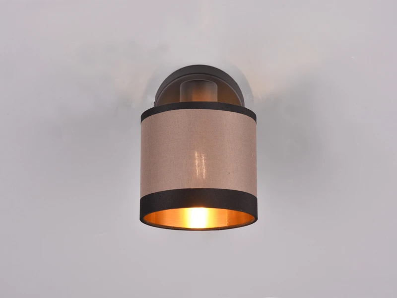 MeineWunschleuchte LED Wandstrahler Mit Schalter Und Stoffschirm In Taupe/Gold, Höhe 21cm 5 MeineWunschleuchte LED Wandstrahler Mit Schalter Und Stoffschirm In Taupe/Gold, Höhe 21cm – Bild 5