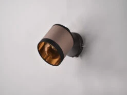MeineWunschleuchte LED Wandstrahler Mit Schalter Und Stoffschirm In Taupe/Gold, Höhe 21cm 13 MeineWunschleuchte LED Wandstrahler Mit Schalter Und Stoffschirm In Taupe/Gold, Höhe 21cm -Globo Store led wandstrahler mit schalter und stoffschirm in t 5
