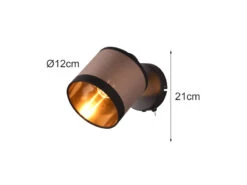 MeineWunschleuchte LED Wandstrahler Mit Schalter Und Stoffschirm In Taupe/Gold, Höhe 21cm 14 MeineWunschleuchte LED Wandstrahler Mit Schalter Und Stoffschirm In Taupe/Gold, Höhe 21cm -Globo Store led wandstrahler mit schalter und stoffschirm in t 6