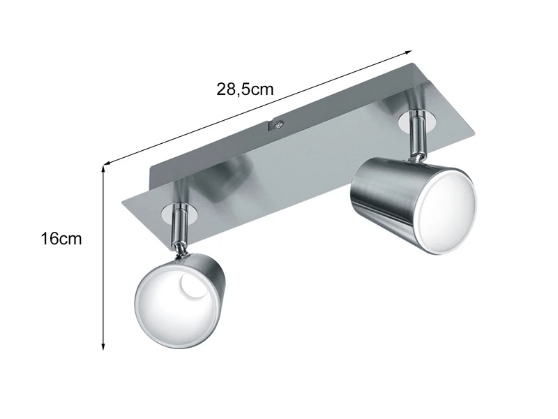 Trio Leuchten LED Wandstrahler NARCOS 2-flammig Mit Schalter, Metall Silber, Breite 28cm 3 Trio Leuchten LED Wandstrahler NARCOS 2-flammig Mit Schalter, Metall Silber, Breite 28cm – Bild 3