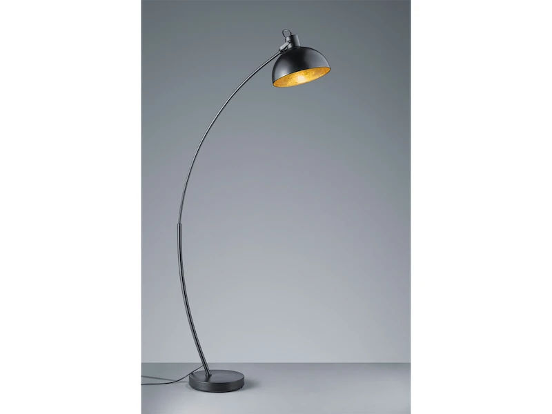 Reality Leuchten Moderne Bogenleuchte RECIFE 155cm In Schwarz Schirm Innen Gold, Mit Fußschalter 5 Reality Leuchten Moderne Bogenleuchte RECIFE 155cm In Schwarz Schirm Innen Gold, Mit Fußschalter – Bild 5