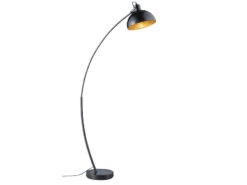 MeineWunschleuchte Moderne LED Bogenleuchte In Schwarz Schirm Innen Gold, 155cm Hoch 75cm Ausladung -Globo Store moderne led bogenleuchte in schwarz schirm innen g 1