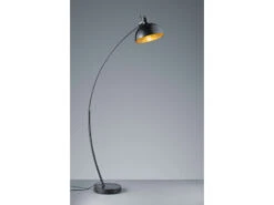 MeineWunschleuchte Moderne LED Bogenleuchte In Schwarz Schirm Innen Gold, 155cm Hoch 75cm Ausladung -Globo Store moderne led bogenleuchte in schwarz schirm innen g 3