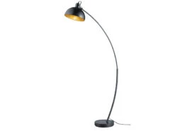 MeineWunschleuchte Moderne LED Bogenleuchte In Schwarz Schirm Innen Gold, 155cm Hoch 75cm Ausladung -Globo Store moderne led bogenleuchte in schwarz schirm innen g 5