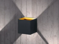 Trio Leuchten Moderne Up & Down LED Wandleuchte LOUIS Schwarz Matt/ Gold, 10x10x10cm -Globo Store moderne up down led wandleuchte louis schwarz matt 3