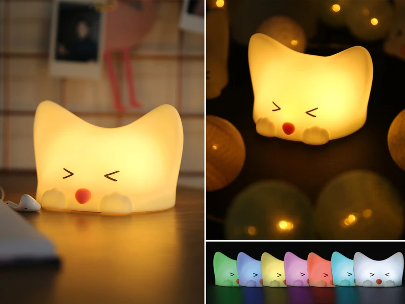 Niermann Nachtlicht CATTY CAT, Per USB Aufladbar, Dimmbar, 7 Lichtfarben, Mit Soundeffekt 1 Niermann Nachtlicht CATTY CAT, Per USB Aufladbar, Dimmbar, 7 Lichtfarben, Mit Soundeffekt