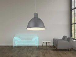 MeineWunschleuchte Pendelleuchte TELME Metall Lampenschirm Betonoptik, Ø 30cm -Globo Store pendelleuchte 1 flammig mit metall lampenschirm im