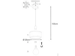 Wofi Pendelleuchte CIARA Mit Stoffschirm In Weiß Ø 20cm -Globo Store pendelleuchte ciara mit stoffschirm in weiss 20cm 2