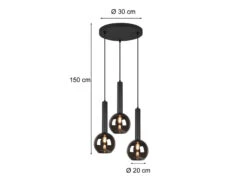 Trio Leuchten Pendelleuchte CLAYTON Industrial 3 Flammig Rauchglas-Kugeln Ø 45 Cm -Globo Store pendelleuchte clayton industrial 3 flammig rauchgl 3