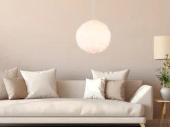 Reality Leuchten Pendelleuchte FURRY Mit Kugel Lampenschirm Aus Plüsch, Ø 35cm