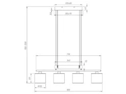 Trio Leuchten Pendelleuchte GARDA 4 Flammig Mit Stoffschirm Grau - Höhenverstellbar 77cm Lang -Globo Store pendelleuchte garda 4 flammig mit stoffschirm grau 4