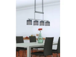 Trio Leuchten Pendelleuchte GARDA 4 Flammig Mit Stoffschirm Grau - Höhenverstellbar 77cm Lang -Globo Store pendelleuchte garda 4 flammig mit stoffschirm grau 5