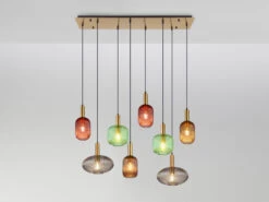 Globo Pendelleuchte NORMY Aus Rillenglas Mehrflammig Bunt, 8 Glasschirme 125cm 13 Globo Pendelleuchte NORMY Aus Rillenglas Mehrflammig Bunt, 8 Glasschirme 125cm -Globo Store pendelleuchte normy aus rillenglas mehrflammig bun 2