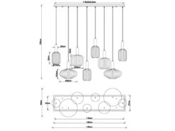 Globo Pendelleuchte NORMY Aus Rillenglas Mehrflammig Bunt, 8 Glasschirme 125cm 14 Globo Pendelleuchte NORMY Aus Rillenglas Mehrflammig Bunt, 8 Glasschirme 125cm -Globo Store pendelleuchte normy aus rillenglas mehrflammig bun 3