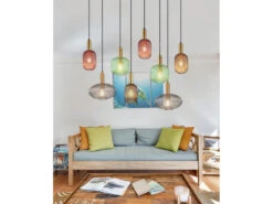 Globo Pendelleuchte NORMY Aus Rillenglas Mehrflammig Bunt, 8 Glasschirme 125cm 17 Globo Pendelleuchte NORMY Aus Rillenglas Mehrflammig Bunt, 8 Glasschirme 125cm -Globo Store pendelleuchte normy aus rillenglas mehrflammig bun 6