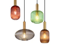 Globo Pendelleuchte NORMY Aus Rillenglas Mehrflammig Bunt, 8 Glasschirme 125cm 18 Globo Pendelleuchte NORMY Aus Rillenglas Mehrflammig Bunt, 8 Glasschirme 125cm -Globo Store pendelleuchte normy aus rillenglas mehrflammig bun 7