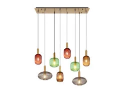 Globo Pendelleuchte NORMY Aus Rillenglas Mehrflammig Bunt, 8 Glasschirme 125cm 19 Globo Pendelleuchte NORMY Aus Rillenglas Mehrflammig Bunt, 8 Glasschirme 125cm -Globo Store pendelleuchte normy aus rillenglas mehrflammig bun 8