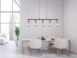 Reality Leuchten Pendelleuchte VANNES 5 Flammig Messing/Schwarz Balken 82cm Breit 17 Reality Leuchten Pendelleuchte VANNES 5 Flammig Messing/Schwarz Balken 82cm Breit -Globo Store pendelleuchte vannes 5 flammig messing schwarz bal 5