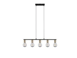 Reality Leuchten Pendelleuchte VANNES 5 Flammig Messing/Schwarz Balken 82cm Breit 18 Reality Leuchten Pendelleuchte VANNES 5 Flammig Messing/Schwarz Balken 82cm Breit -Globo Store pendelleuchte vannes 5 flammig messing schwarz bal 6