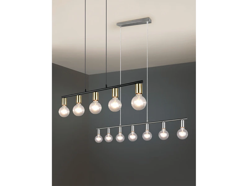 Reality Leuchten Pendelleuchte VANNES 5 Flammig Messing/Schwarz Balken 82cm Breit 10 Reality Leuchten Pendelleuchte VANNES 5 Flammig Messing/Schwarz Balken 82cm Breit – Bild 10