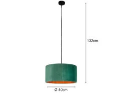 Smartwares Pendelleuchte Vintage Mit Lampenschirm Samt Grün / Gold Ø 40cm -Globo Store pendelleuchte vintage mit lampenschirm samt gruen 1 2
