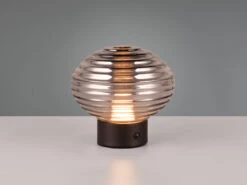 Reality Leuchten Retro Akku Tischleuchte EARL Mit Rauchglas Lampenschirm, Höhe 14cm -Globo Store retro akku tischleuchte earl mit rauchglas lampens 2