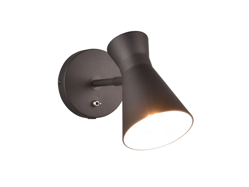 Reality Leuchten Retro Wandstrahler ENZO Mit Stecker Und Schalter Aus Metall Schwarz, Höhe 16cm 2 Reality Leuchten Retro Wandstrahler ENZO Mit Stecker Und Schalter Aus Metall Schwarz, Höhe 16cm – Bild 2