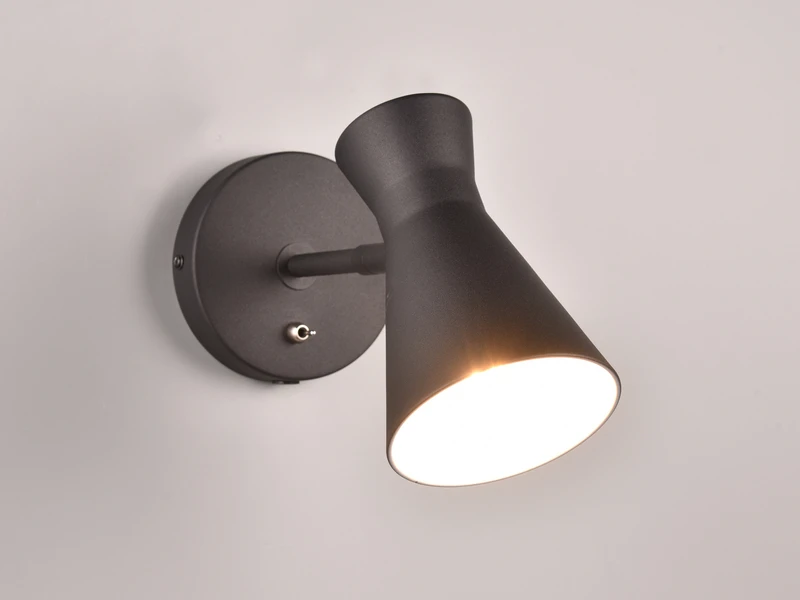 Reality Leuchten Retro Wandstrahler ENZO Mit Stecker Und Schalter Aus Metall Schwarz, Höhe 16cm 3 Reality Leuchten Retro Wandstrahler ENZO Mit Stecker Und Schalter Aus Metall Schwarz, Höhe 16cm – Bild 3