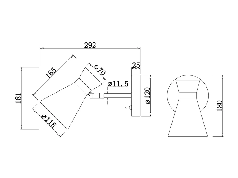 Reality Leuchten Retro Wandstrahler ENZO Mit Stecker Und Schalter Aus Metall Schwarz, Höhe 16cm 8 Reality Leuchten Retro Wandstrahler ENZO Mit Stecker Und Schalter Aus Metall Schwarz, Höhe 16cm – Bild 8