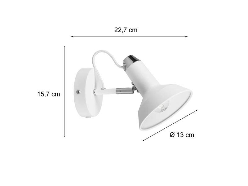 Trio Leuchten Retro Wandstrahler ROXIE 1-flammig Aus Metall In Weiß Matt 3 Trio Leuchten Retro Wandstrahler ROXIE 1-flammig Aus Metall In Weiß Matt – Bild 3