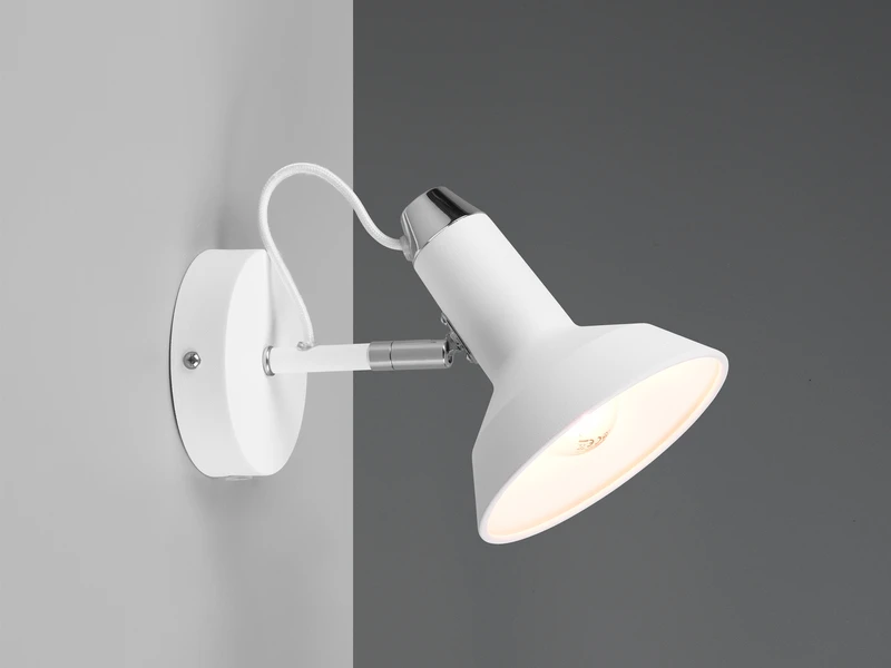 Trio Leuchten Retro Wandstrahler ROXIE 1-flammig Aus Metall In Weiß Matt 1 Trio Leuchten Retro Wandstrahler ROXIE 1-flammig Aus Metall In Weiß Matt