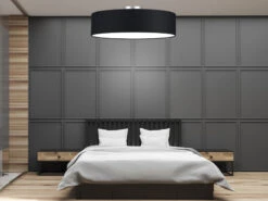 MeineWunschleuchte Große Runde Deckenleuchte CALMA Mit Stoffschirm In Schwarz Ø 60cm -Globo Store runde deckenleuchte lampenschirm stoff in schwarz