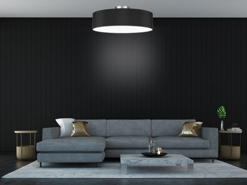 MeineWunschleuchte Runde Zeitlose Deckenleuchte CALMA Mit Stoffschirm In Schwarz Ø 30cm 6 MeineWunschleuchte Runde Zeitlose Deckenleuchte CALMA Mit Stoffschirm In Schwarz Ø 30cm – Bild 6