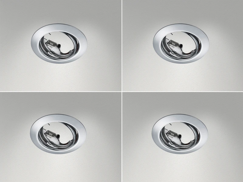 Trio Leuchten Runde Einbaustrahler Decke Im 4er Set Schwenkbar Silber Chrom GU10 1 Trio Leuchten Runde Einbaustrahler Decke Im 4er Set Schwenkbar Silber Chrom GU10
