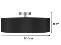 MeineWunschleuchte Runde Zeitlose Deckenleuchte CALMA Mit Stoffschirm In Schwarz Ø 30cm 9 MeineWunschleuchte Runde Zeitlose Deckenleuchte CALMA Mit Stoffschirm In Schwarz Ø 30cm -Globo Store runde zeitlose deckenleuchte calma mit stoffschirm 2