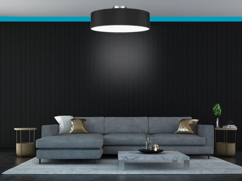 MeineWunschleuchte Runde Zeitlose Deckenleuchte CALMA Mit Stoffschirm In Schwarz Ø 40cm 1 MeineWunschleuchte Runde Zeitlose Deckenleuchte CALMA Mit Stoffschirm In Schwarz Ø 40cm