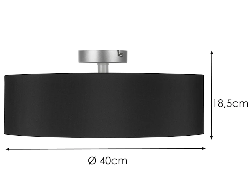 MeineWunschleuchte Runde Zeitlose Deckenleuchte CALMA Mit Stoffschirm In Schwarz Ø 40cm 3 MeineWunschleuchte Runde Zeitlose Deckenleuchte CALMA Mit Stoffschirm In Schwarz Ø 40cm – Bild 3