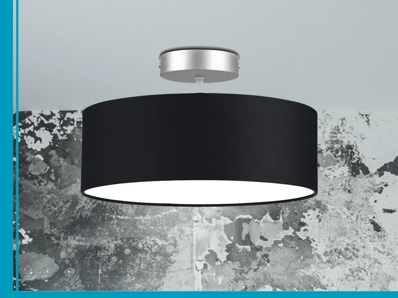 MeineWunschleuchte Runde Zeitlose Deckenleuchte CALMA Mit Stoffschirm In Schwarz Ø 30cm 1 MeineWunschleuchte Runde Zeitlose Deckenleuchte CALMA Mit Stoffschirm In Schwarz Ø 30cm