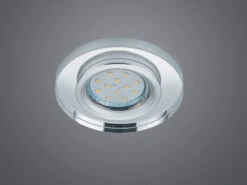 Trio Leuchten Runder Deckeneinbaustrahler PIRIN In Silber Chrom Mit Kristallglas Ø 9cm